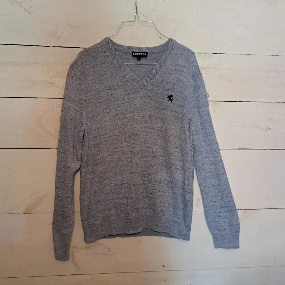 Express Mens V Neck Sweater Light Blue. Size Medium